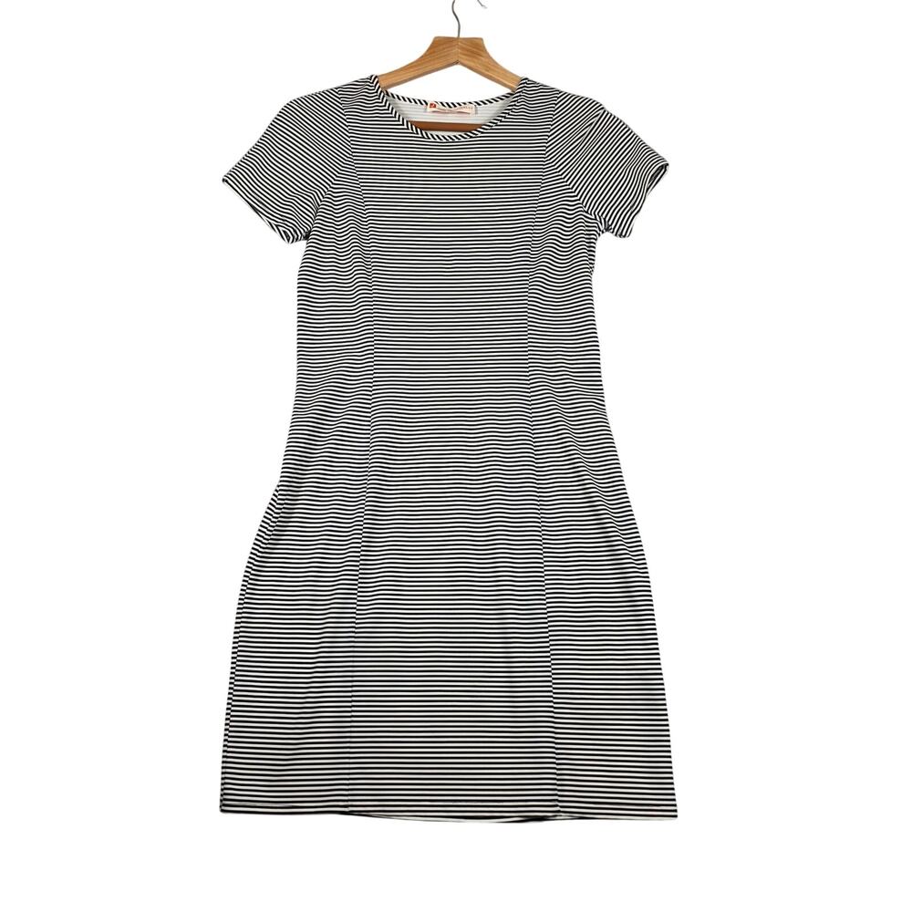 Jude Connally Striped Black White Sheath Dress